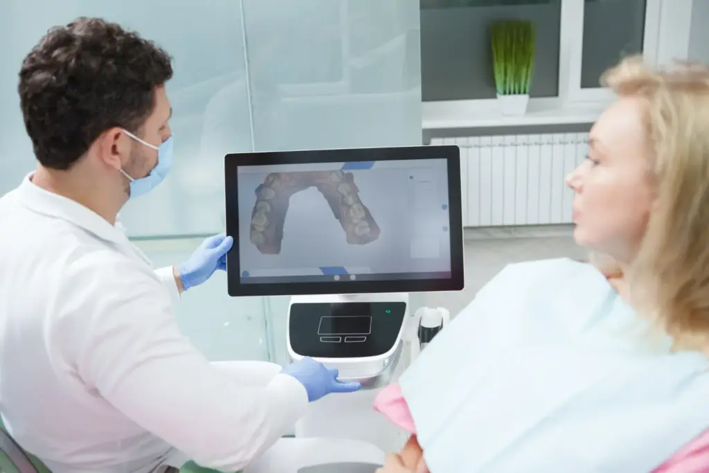 Digital scan illustrating what dental crowns are for and how a dentist plans a custom fit.